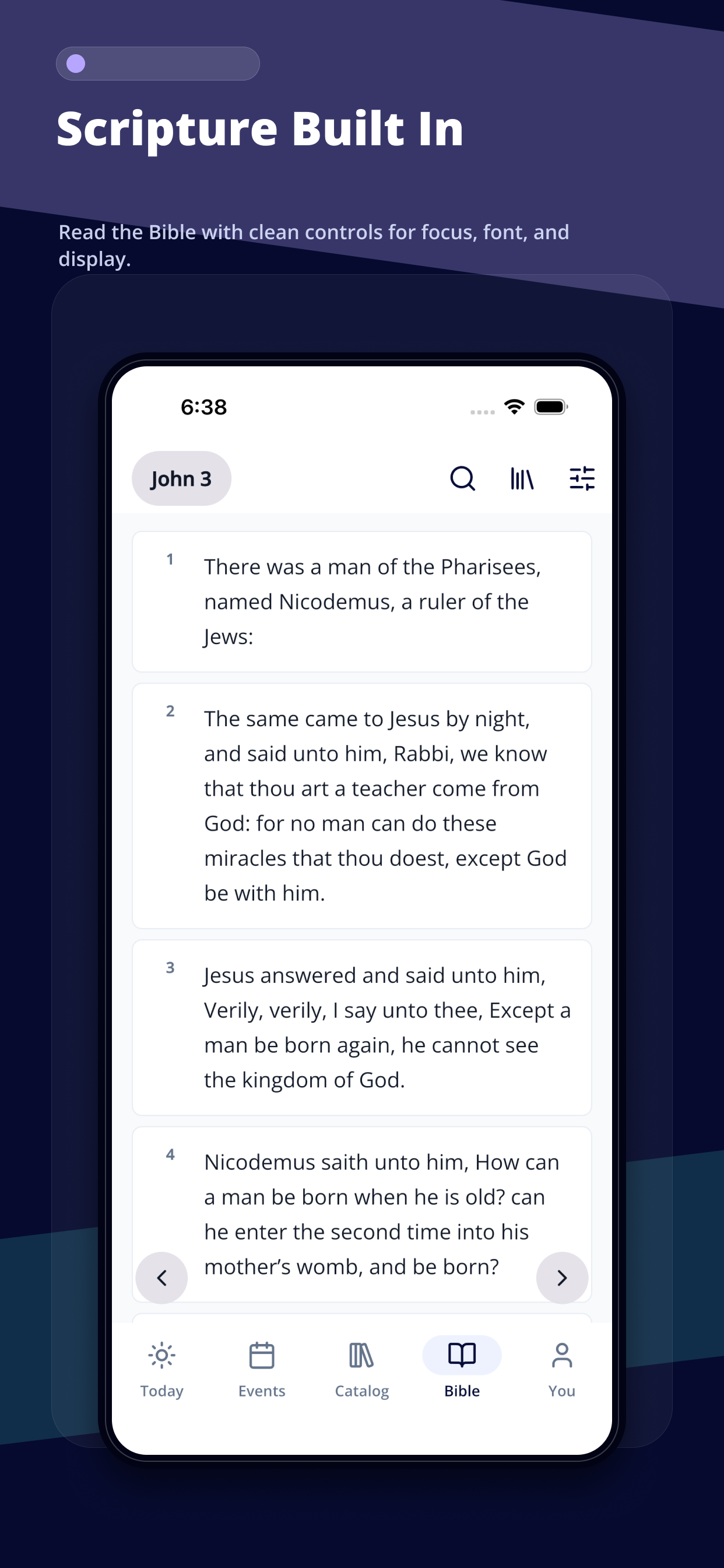 UPC mobile app Bible reader screen